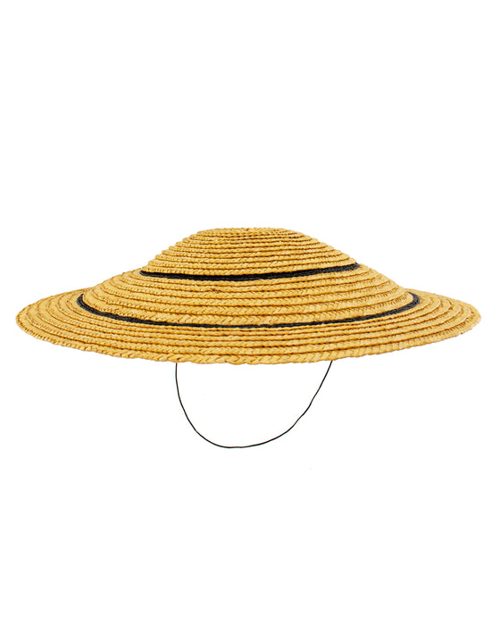 Flat Straw Chapeau with Stripes