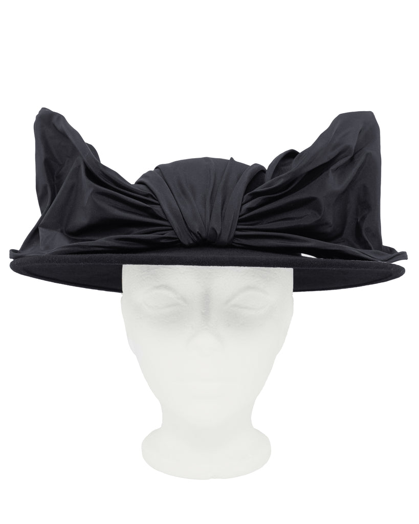 ? Wool Oversized Black Hat With Bow NeverUsed Vintage Black Wool Wide Brim With Large Bow USA Size 7 - Etsy main image 4