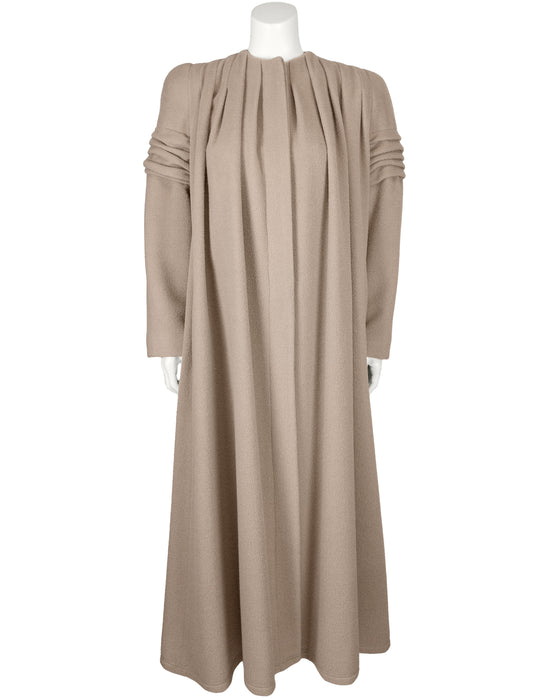 Beige Alpaca and Wool Maxi Coat