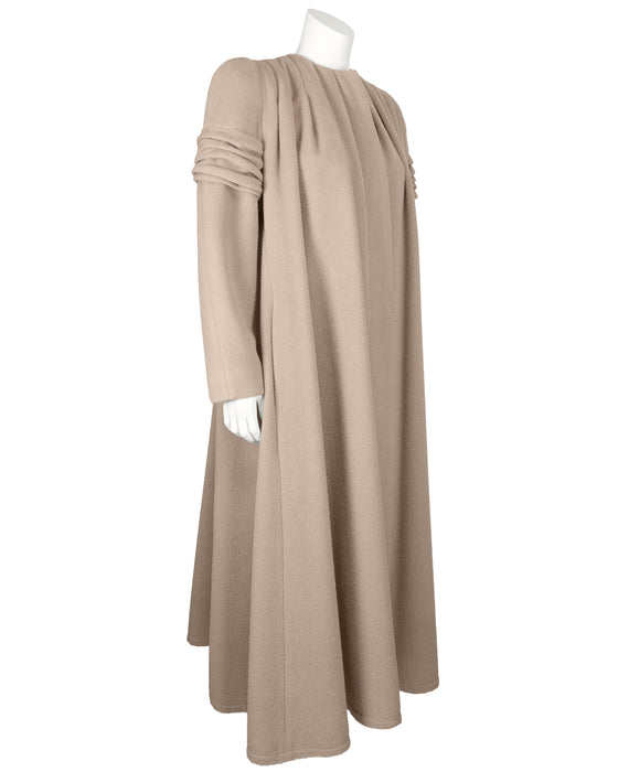 Beige Alpaca and Wool Maxi Coat