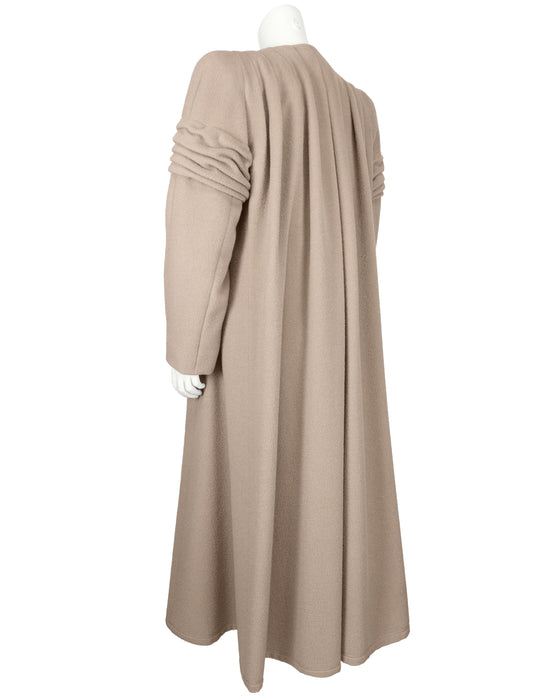 Beige Alpaca and Wool Maxi Coat