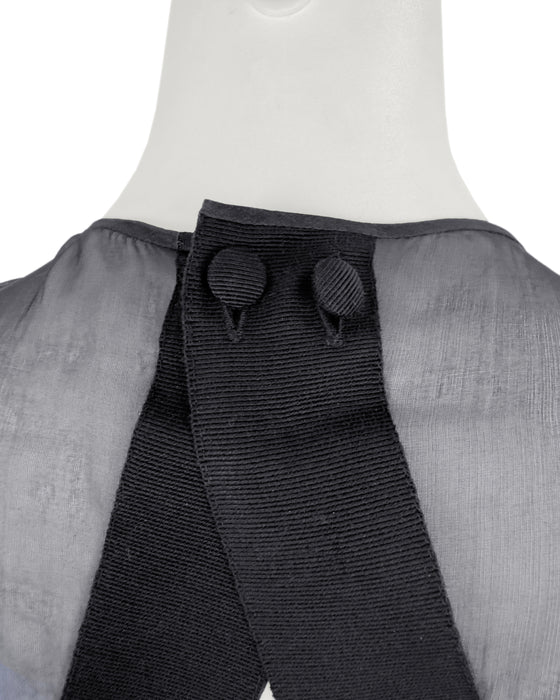 Black Sleeveless Gown with Sheer Panel and Open Back