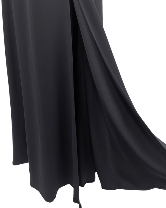 Black Sleeveless Gown with Sheer Panel and Open Back