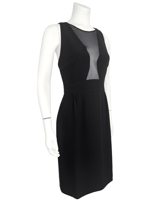 Black Illusion Neckline Sleeveless Little Black Dress