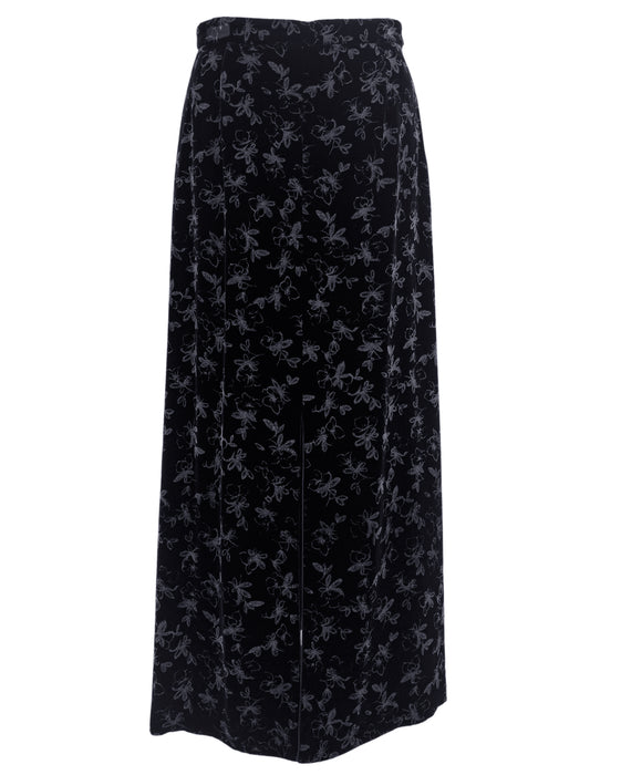 Black Painted Velvet Skirt Ensemble