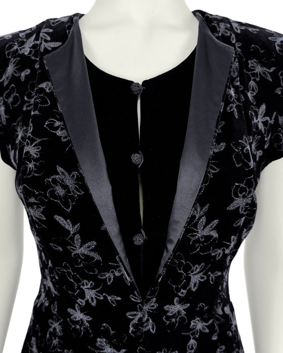 Black Painted Velvet Skirt Ensemble