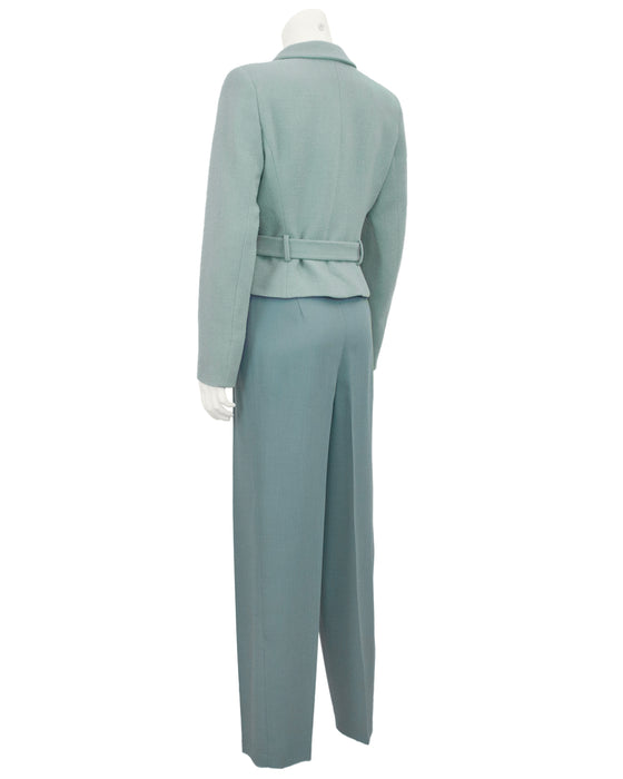 Sage Green Wool Crepe Pantsuit