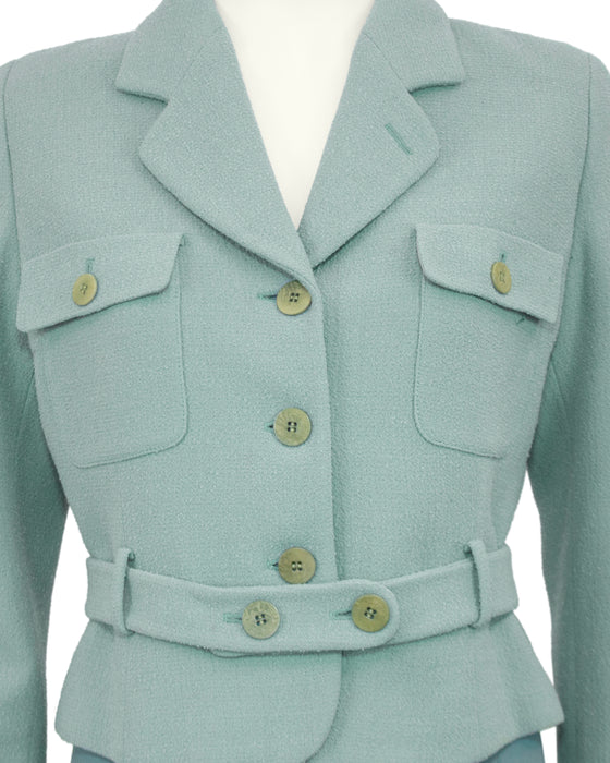 Sage Green Wool Crepe Pantsuit
