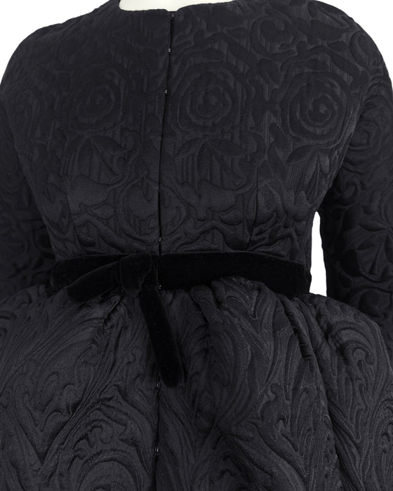 Black Brocade Jacket with Exaggerated Peplum