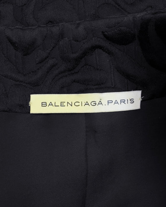 Black Brocade Jacket with Exaggerated Peplum