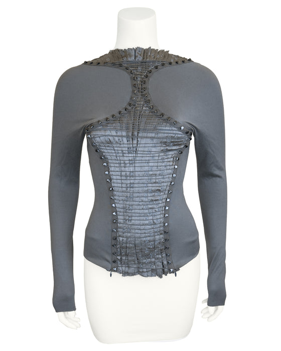 Balenciaga by Nicolas Ghesquiere Fall 2001 Lace up Corset Style Top