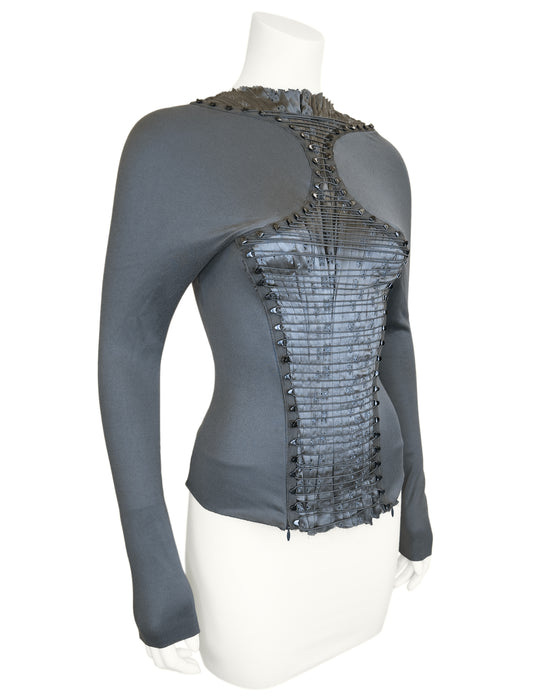 Balenciaga by Nicolas Ghesquiere Fall 2001 Lace up Corset Style Top