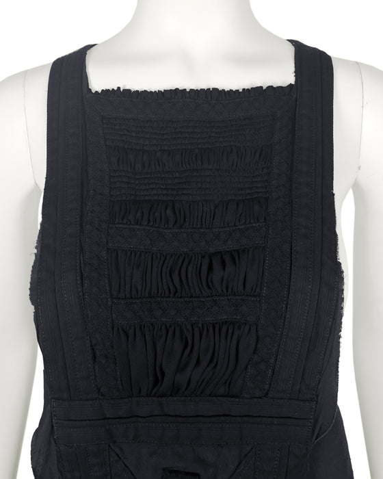 Balenciaga by Nicolas Ghesquiere Spring 2002 Runway Black Ruched Cargo Dress