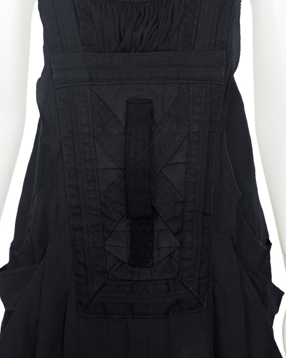 Balenciaga by Nicolas Ghesquiere Spring 2002 Runway Black Ruched Cargo Dress