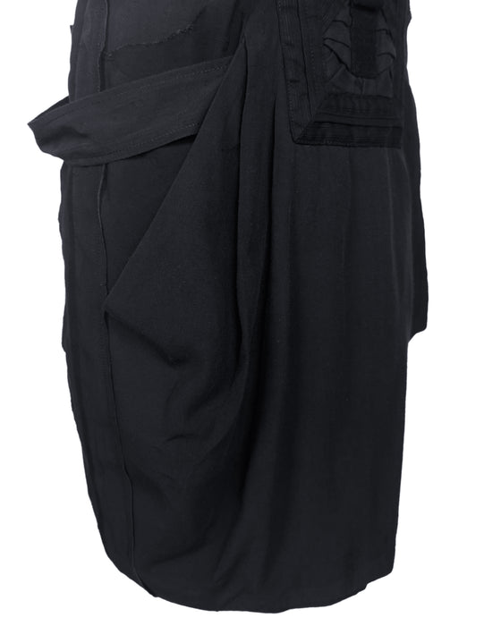 Balenciaga by Nicolas Ghesquiere Spring 2002 Runway Black Ruched Cargo Dress