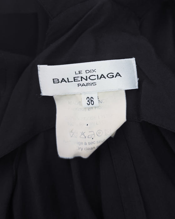 Balenciaga by Nicolas Ghesquiere Spring 2002 Runway Black Ruched Cargo Dress