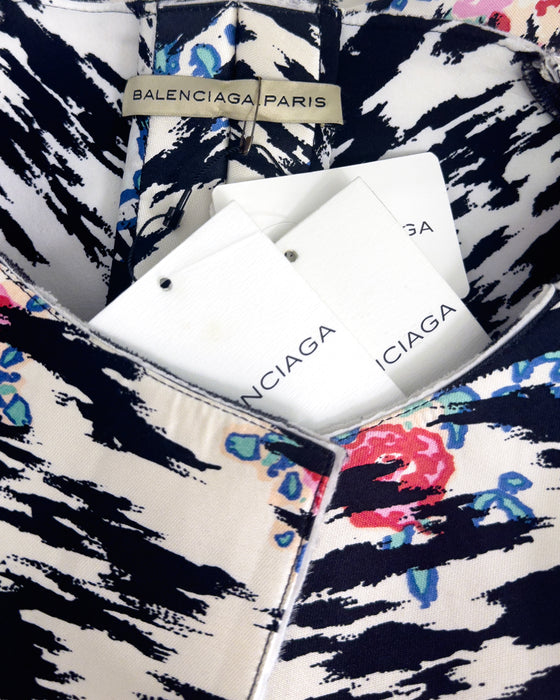 Black and White Floral Neoprene Sculpted Jacket