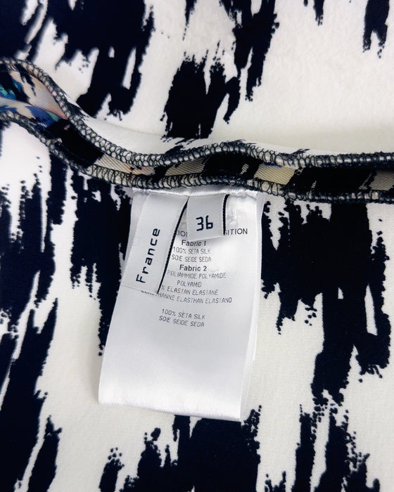 Black and White Floral Neoprene Sculpted Jacket