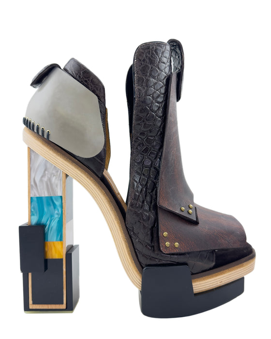 Nicolas Ghesquiere Fall 2010 Runway Mixed Media Wooden Block Heels