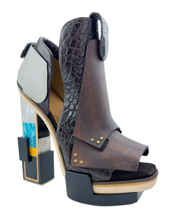 Nicolas Ghesquiere Fall 2010 Runway Mixed Media Wooden Block Heels