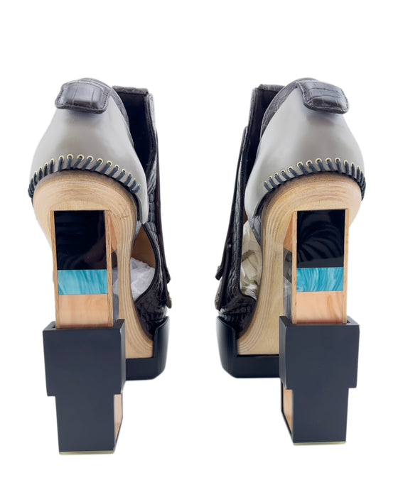 Nicolas Ghesquiere Fall 2010 Runway Mixed Media Wooden Block Heels