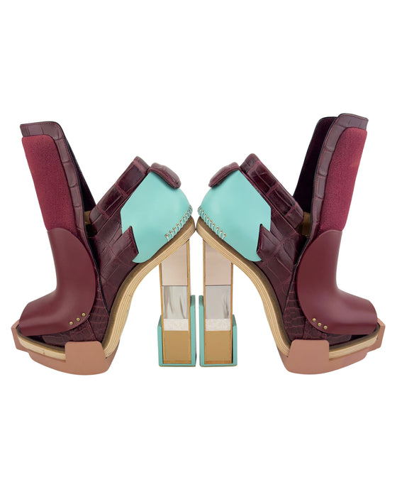 Nicolas Ghesquiere Fall 2010 Runway Mixed Media Wooden Block Heels