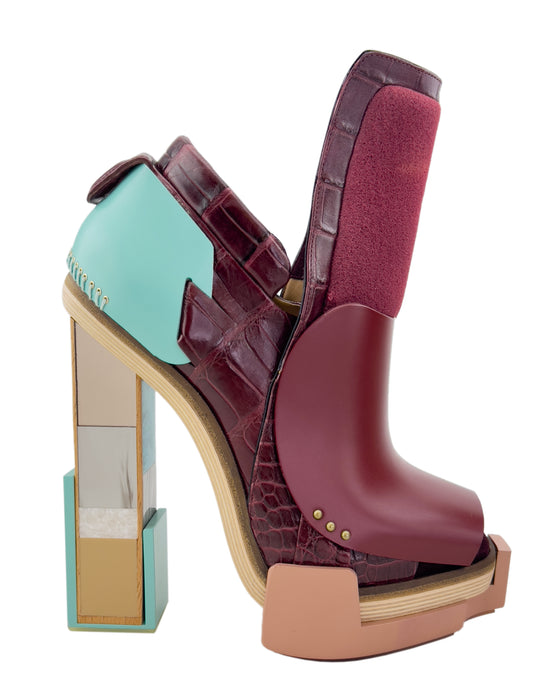Nicolas Ghesquiere Fall 2010 Runway Mixed Media Wooden Block Heels