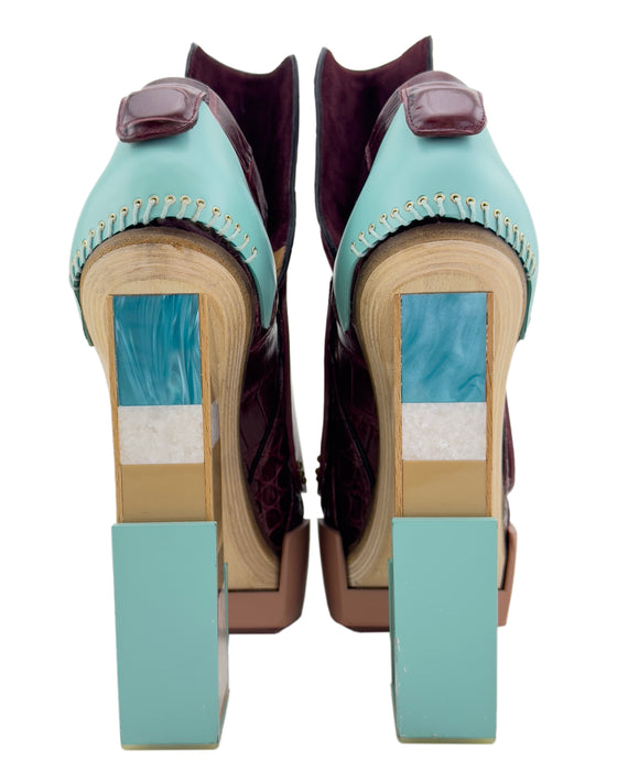 Nicolas Ghesquiere Fall 2010 Runway Mixed Media Wooden Block Heels