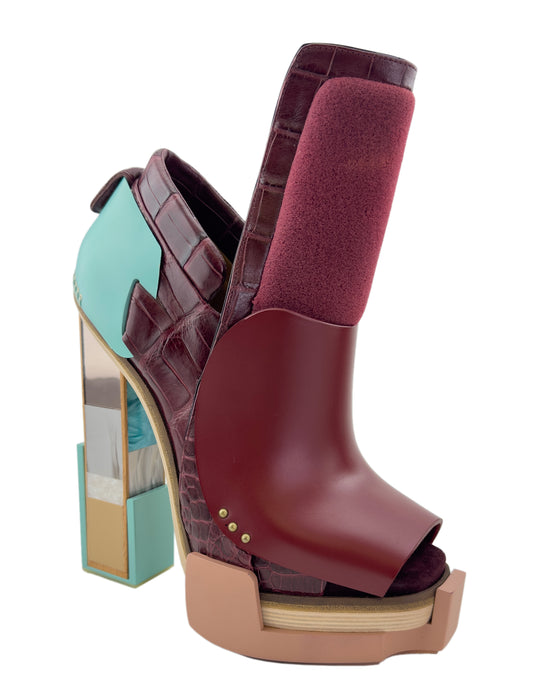 Nicolas Ghesquiere Fall 2010 Runway Mixed Media Wooden Block Heels