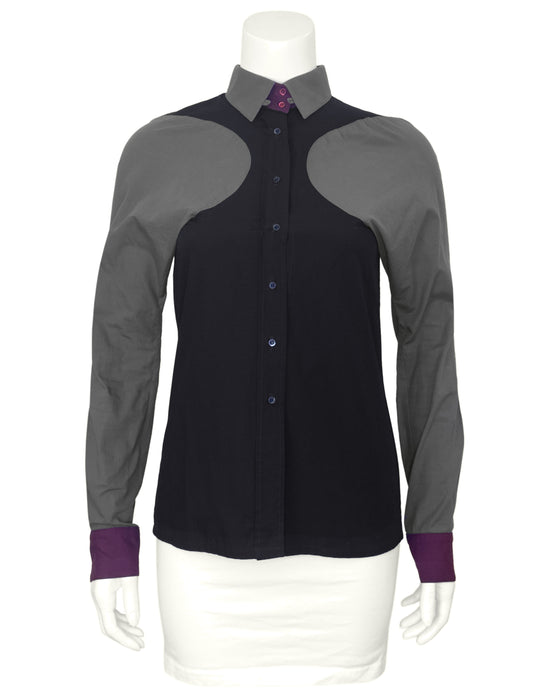 Balenciaga Le Dix by Nicolas Ghesquière Fall 2001 Curved Seam Color block Shirt