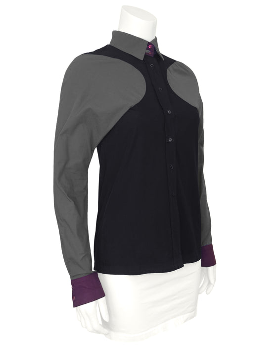 Balenciaga Le Dix by Nicolas Ghesquière Fall 2001 Curved Seam Color block Shirt