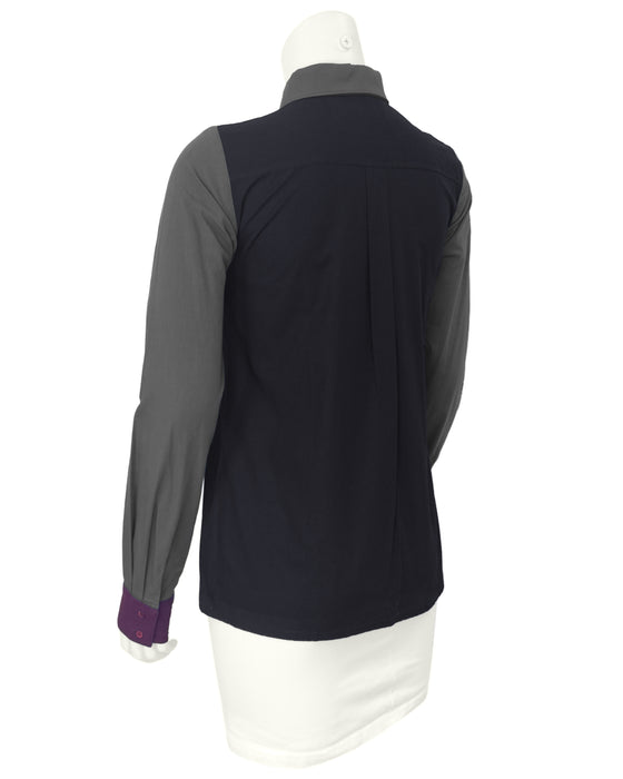 Balenciaga Le Dix by Nicolas Ghesquière Fall 2001 Curved Seam Color block Shirt