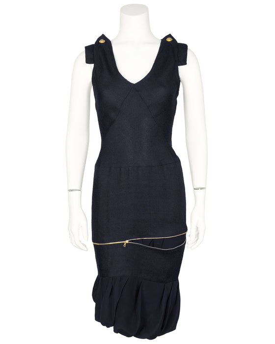 Balenciaga by Nicolas Ghesquière Spring Summer 2005 Runway Silk Spiral Zip Dress