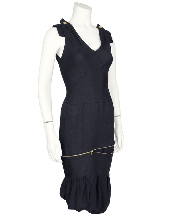 Balenciaga by Nicolas Ghesquière Spring Summer 2005 Runway Silk Spiral Zip Dress