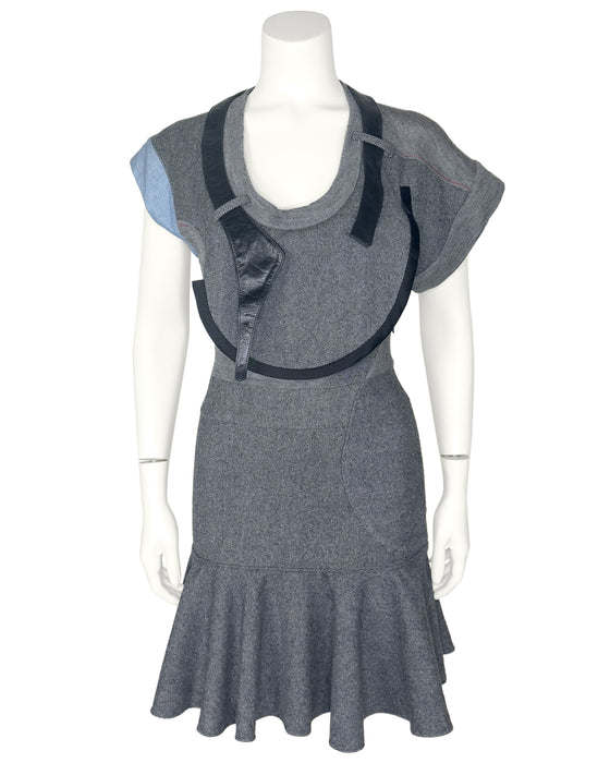 Balenciaga by Nicolas Ghesquiere Fall 2002 Cubist Mixed Media Dress