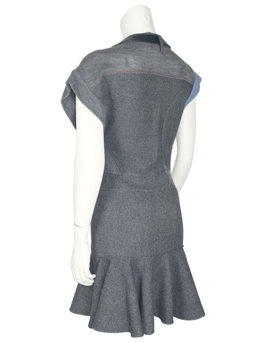 Balenciaga by Nicolas Ghesquiere Fall 2002 Cubist Mixed Media Dress