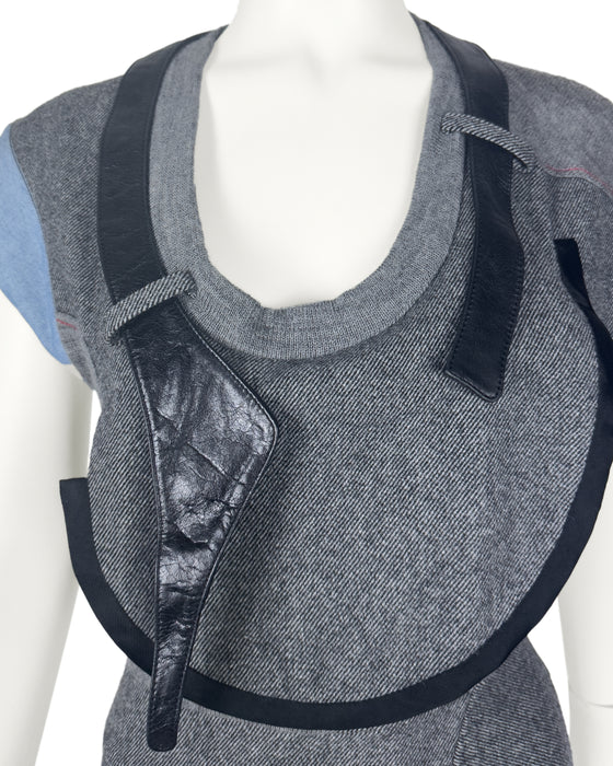 Balenciaga by Nicolas Ghesquiere Fall 2002 Cubist Mixed Media Dress