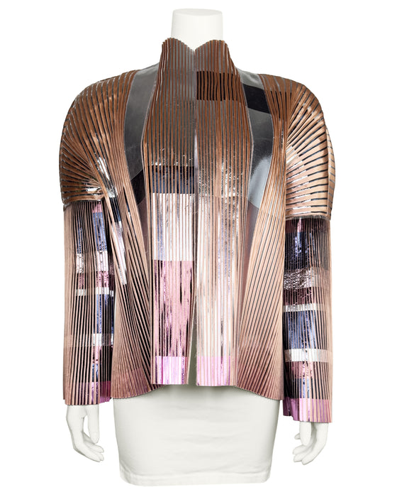 Pink Metallic Pleated Jacket