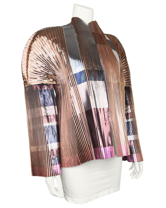 Pink Metallic Pleated Jacket