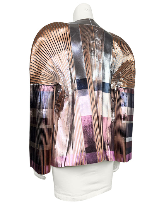 Pink Metallic Pleated Jacket