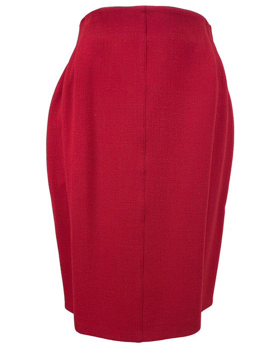Red Skirt Suit with Black Velvet Bows