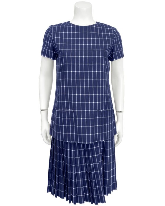 Navy Windowpane Wool 2 PC Mod Dress