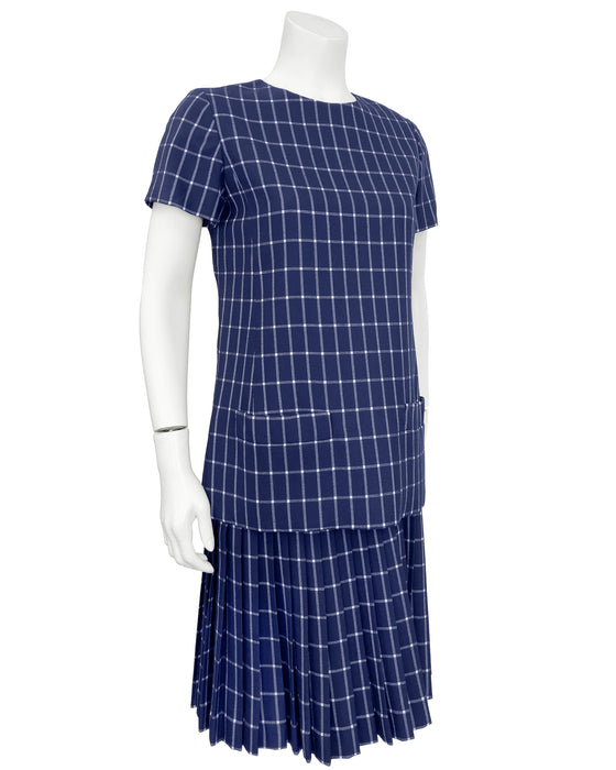Navy Windowpane Wool 2 PC Mod Dress