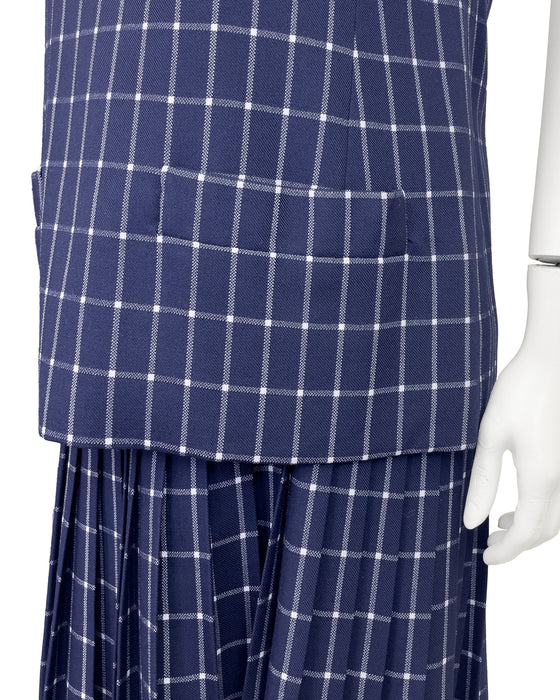 Navy Windowpane Wool 2 PC Mod Dress