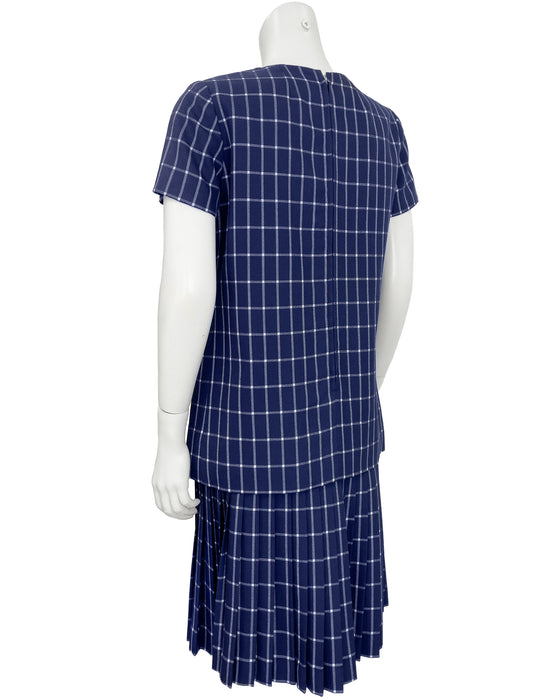 Navy Windowpane Wool 2 PC Mod Dress