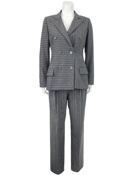 Grey Chalk-Stripe Double-Breasted Suit