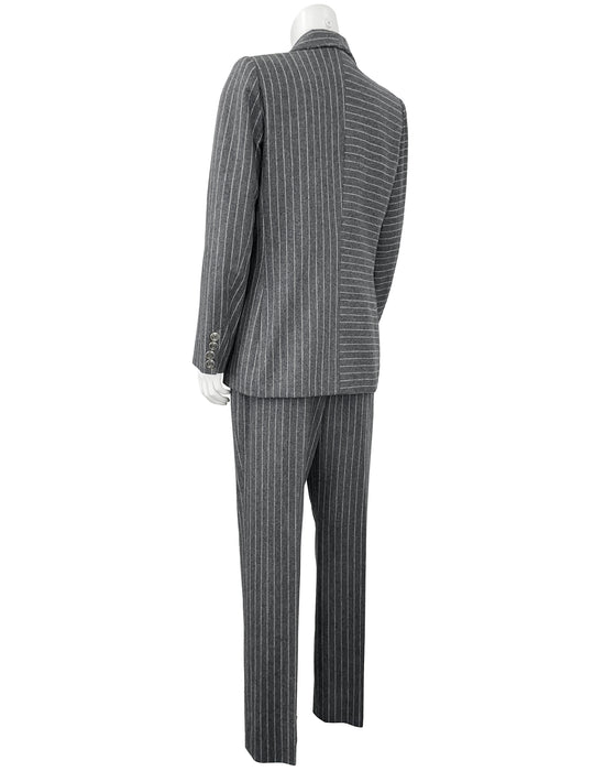 Grey Chalk-Stripe Double-Breasted Suit