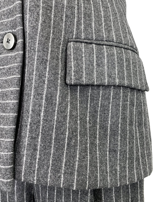 Grey Chalk-Stripe Double-Breasted Suit