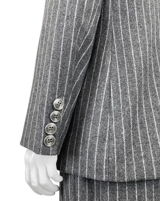 Grey Chalk-Stripe Double-Breasted Suit