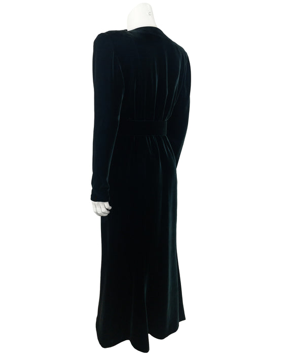 Green Velvet Dress with Rhinestone Details